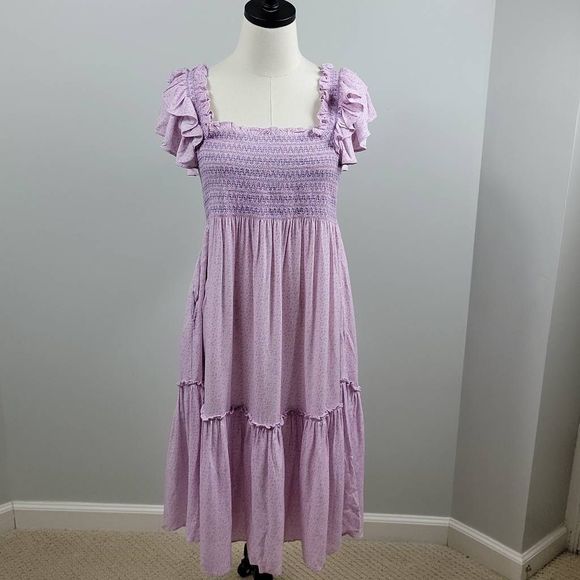 LoveShackFancy Dresses & Skirts - LoveShackFancy Burnley Purple Ditsy Floral Dress Size Large